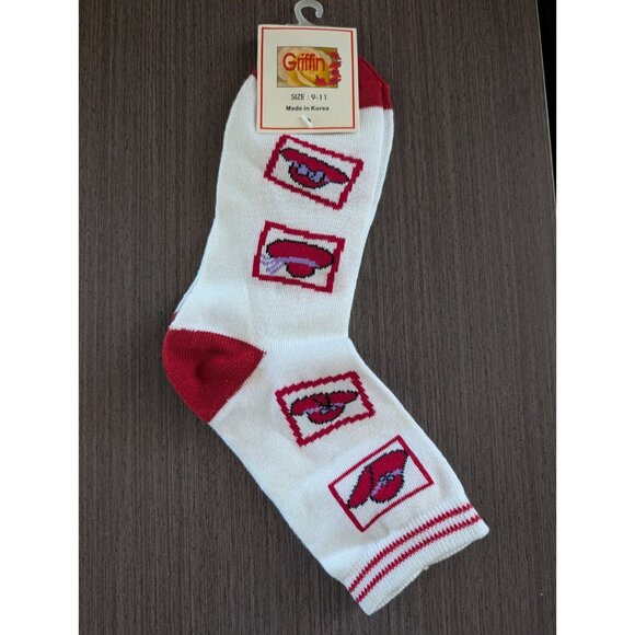 White & Red Ladies Fashion Socks Size 9-11 Perfect for Red Hat Society Event - Picture 4 of 4